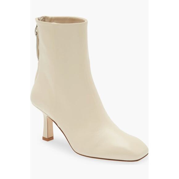 Aeyde Boots Womens 38 7 US Creamy Lola Square Toe Ankle Booties Leather - Picture 1 of 13